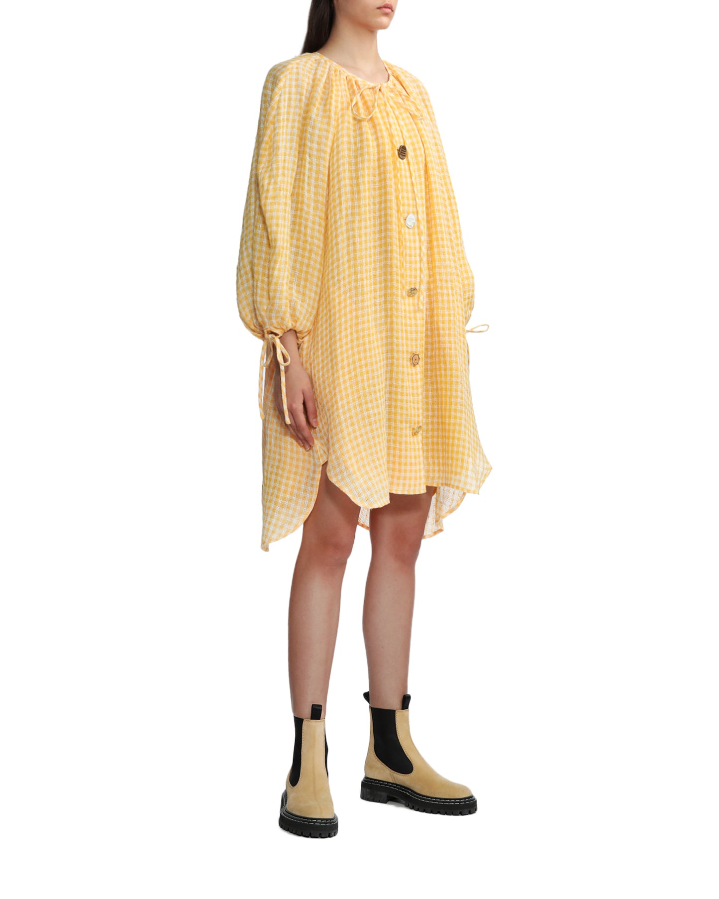 REJINA PYO Button up checked dress