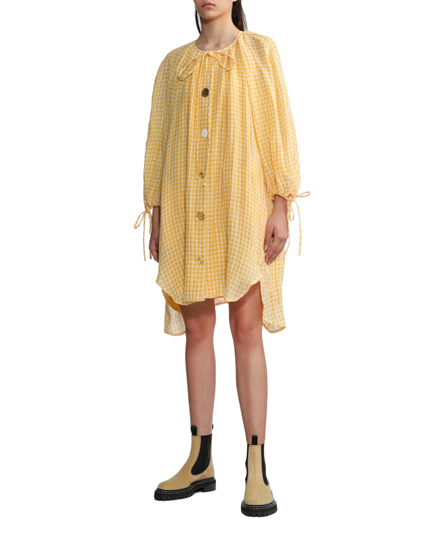 REJINA PYO Button up checked dress