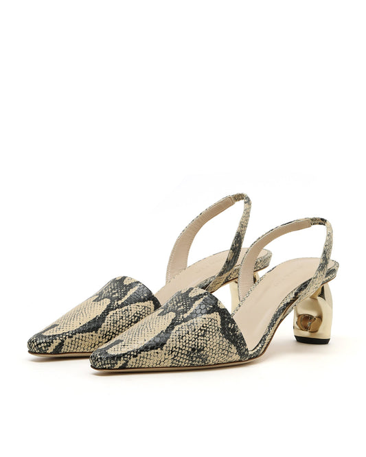 REJINA PYO Conie snakeskin-effect slingback pumps