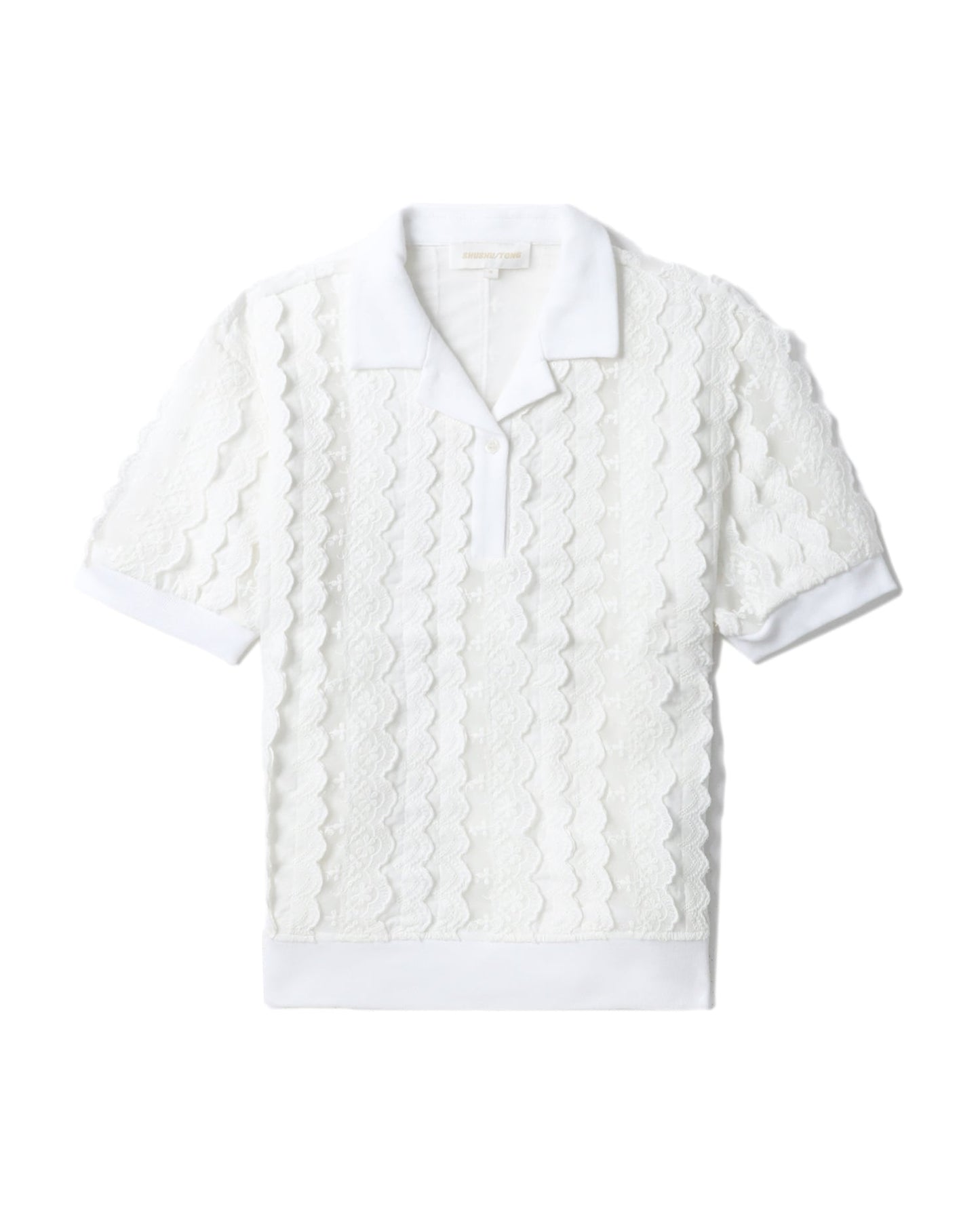 SHUSHU TONG Scalloped lace polo