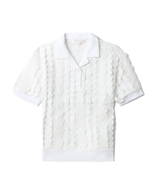 SHUSHU TONG Scalloped lace polo