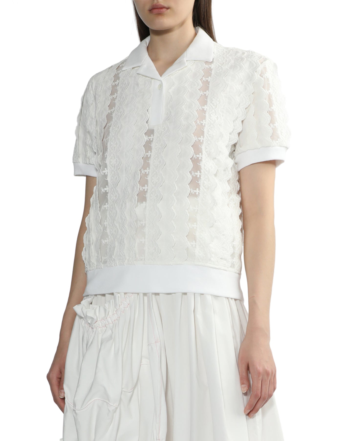 SHUSHU TONG Scalloped lace polo