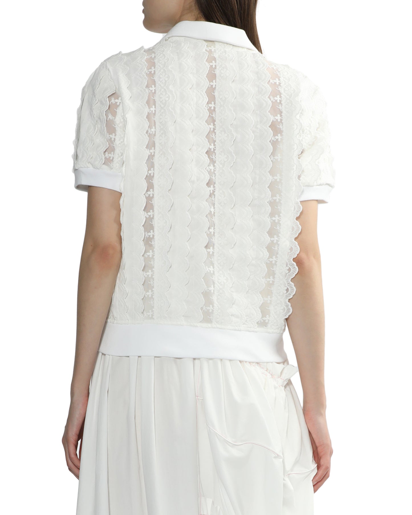 SHUSHU TONG Scalloped lace polo