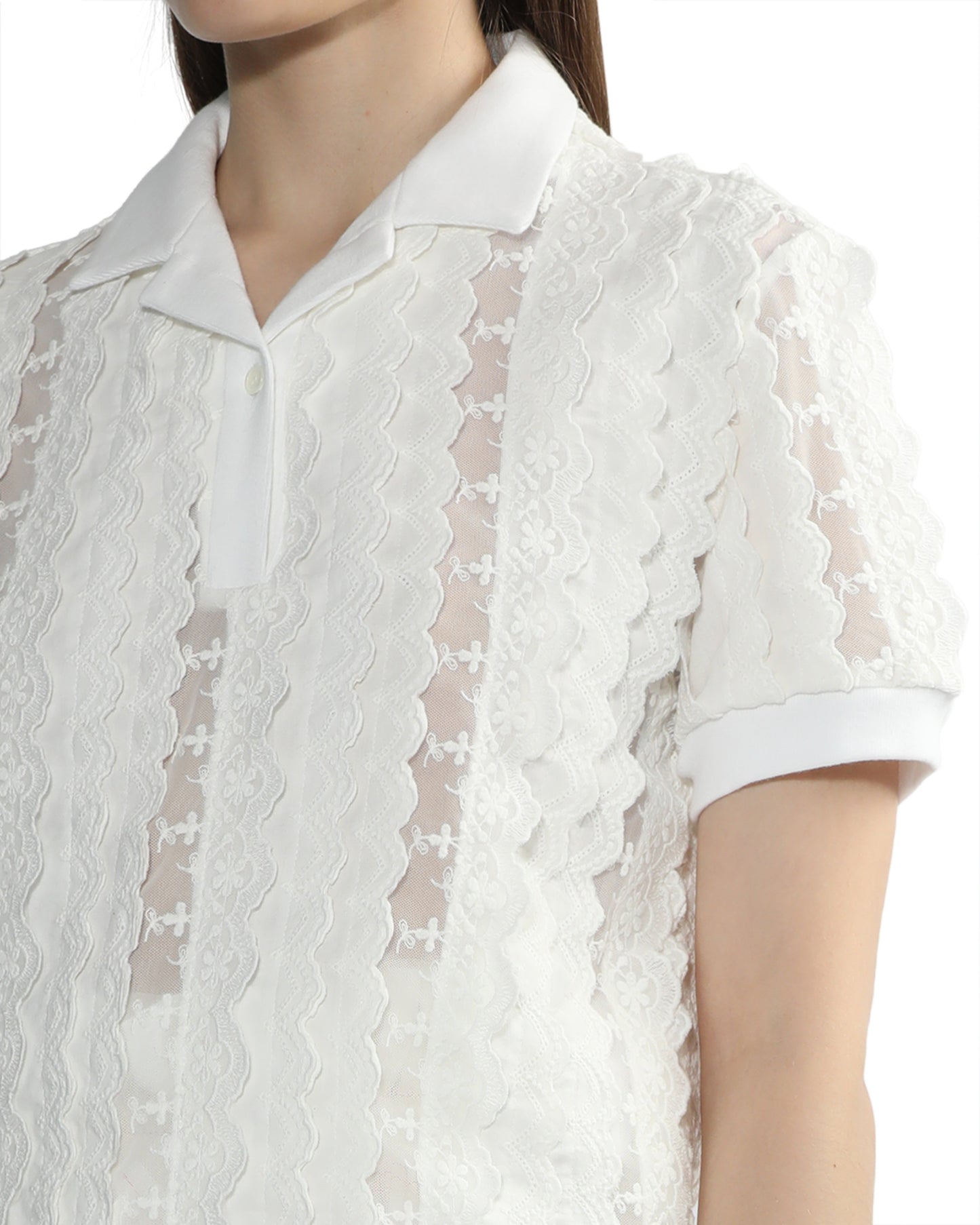 SHUSHU TONG Scalloped lace polo