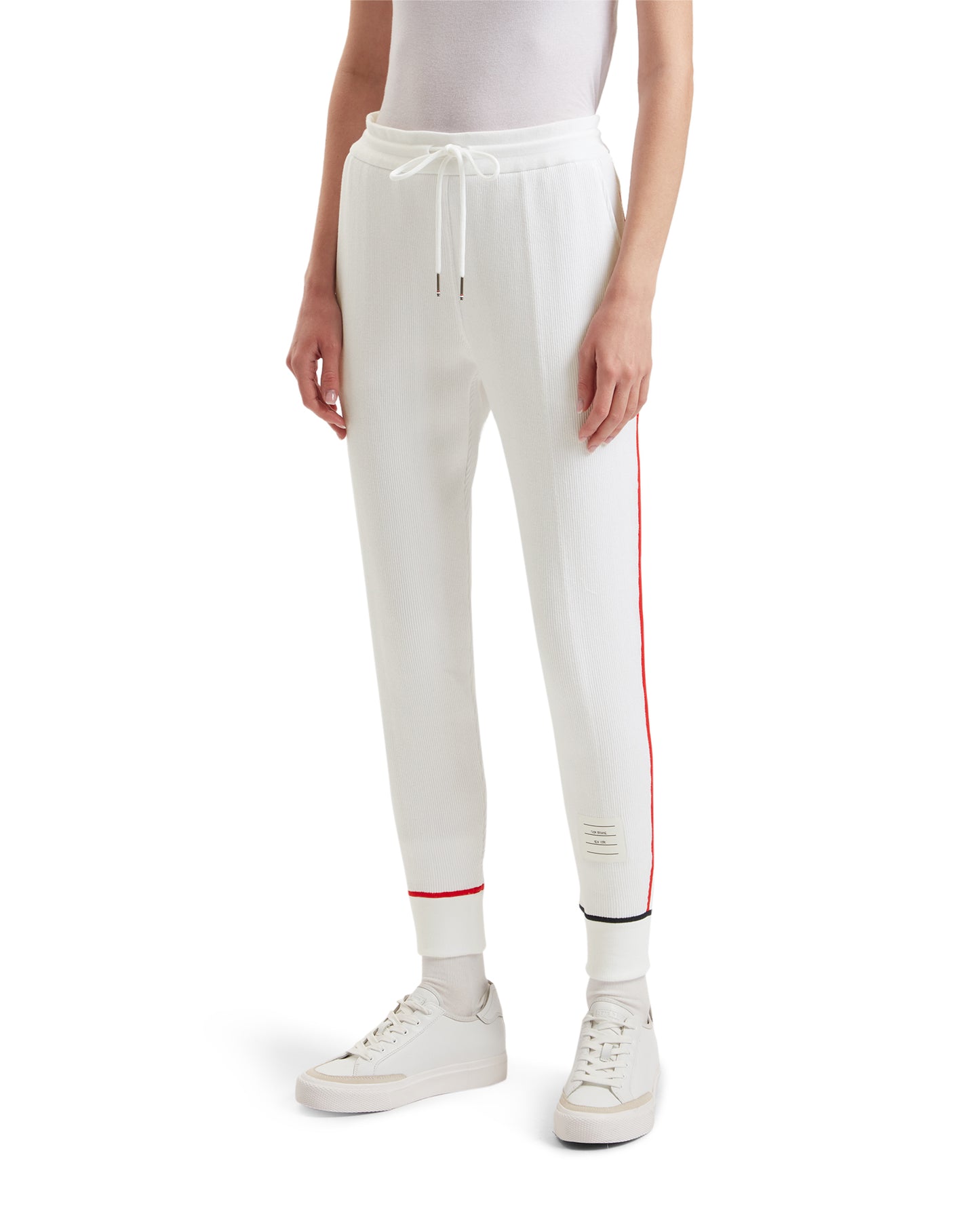 THOM BROWNE Rib contrast cover stitch sweatpants