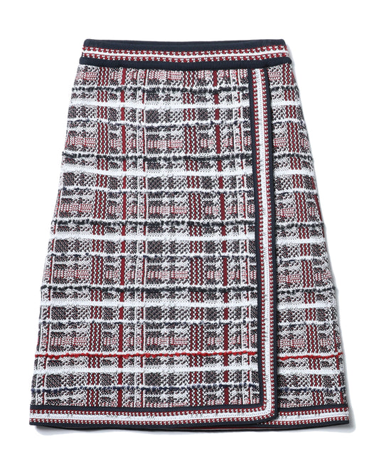 THOM BROWNE Check jacquard stripe A-line knee skirt