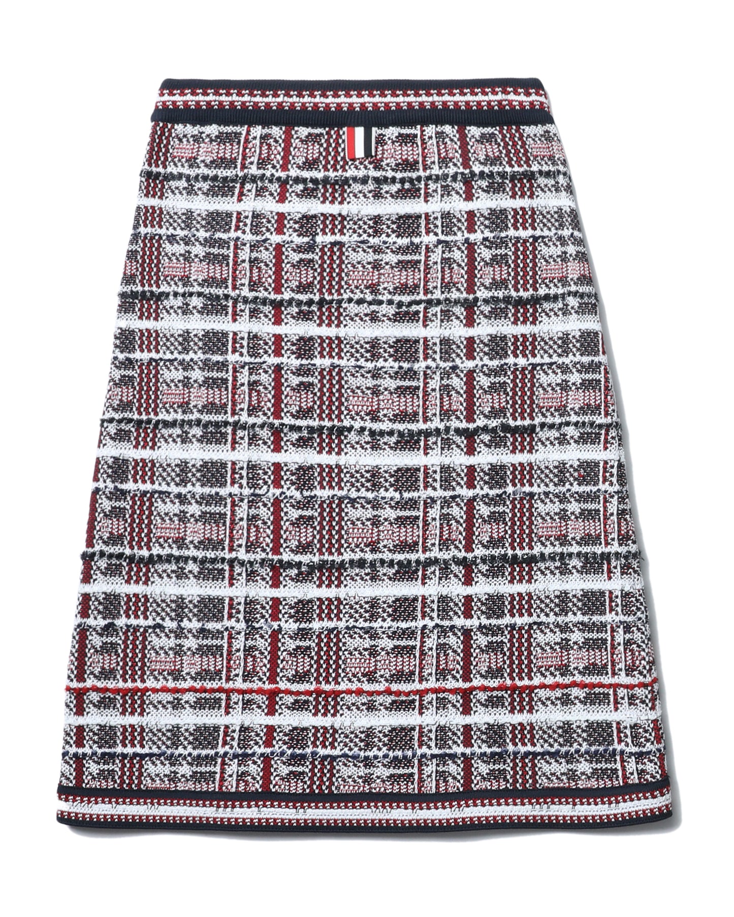 THOM BROWNE Check jacquard stripe A-line knee skirt