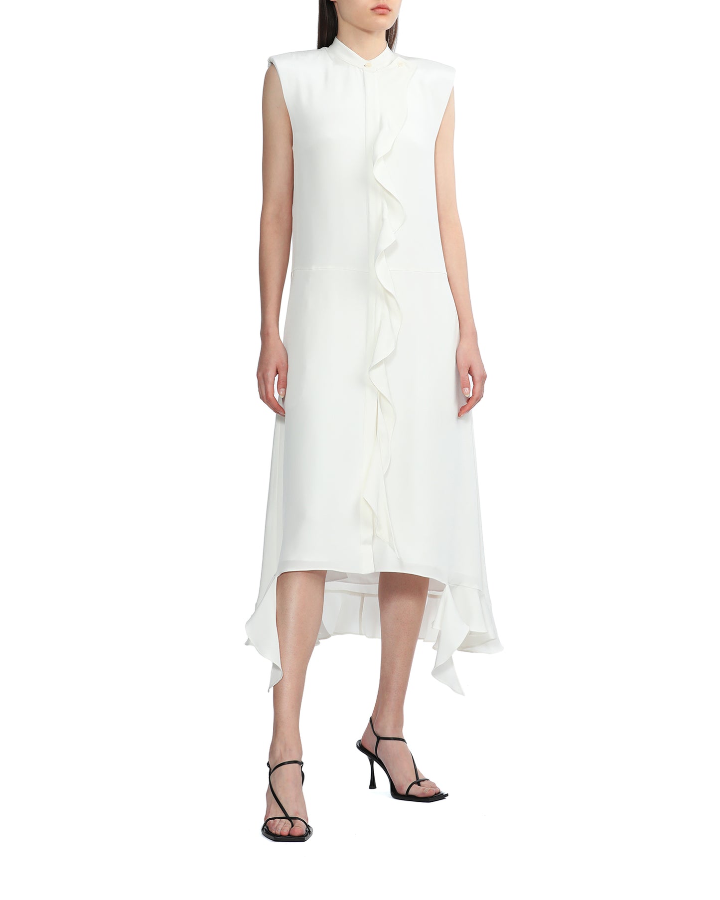 TIBI 4Ply Silk detached ruffle shirt dress