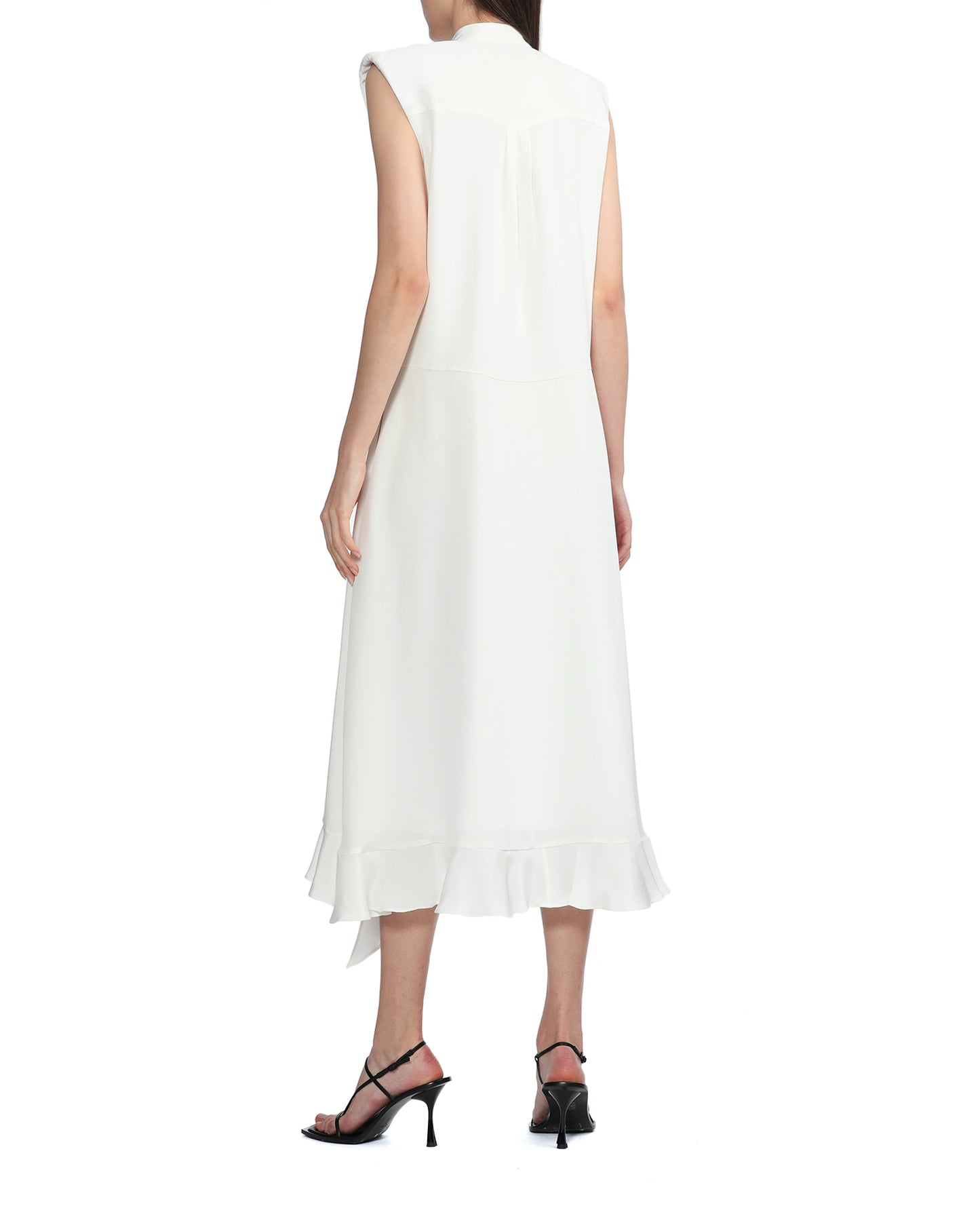 TIBI 4Ply Silk detached ruffle shirt dress