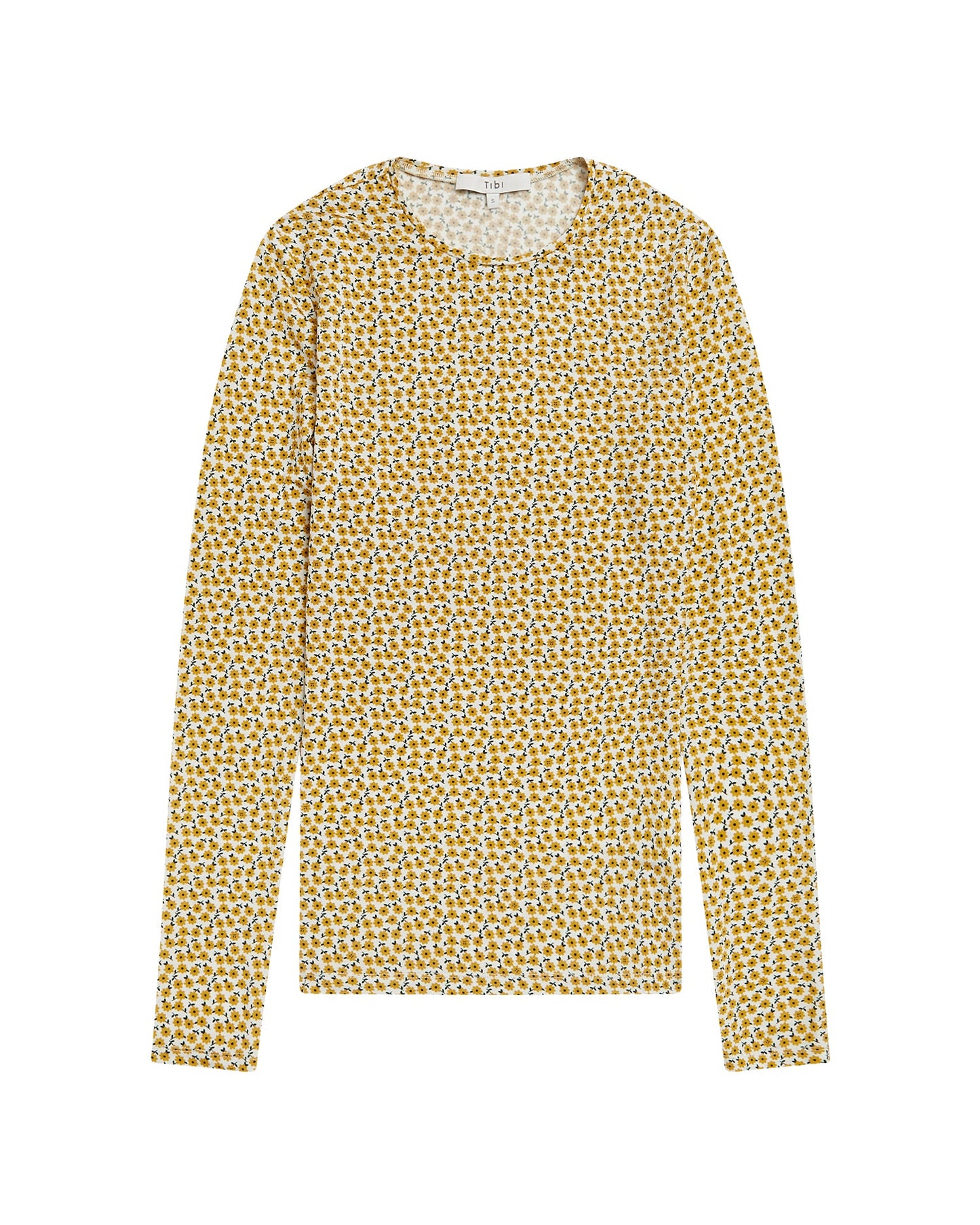 TIBI Flora on jersey fitted long sleeve tee