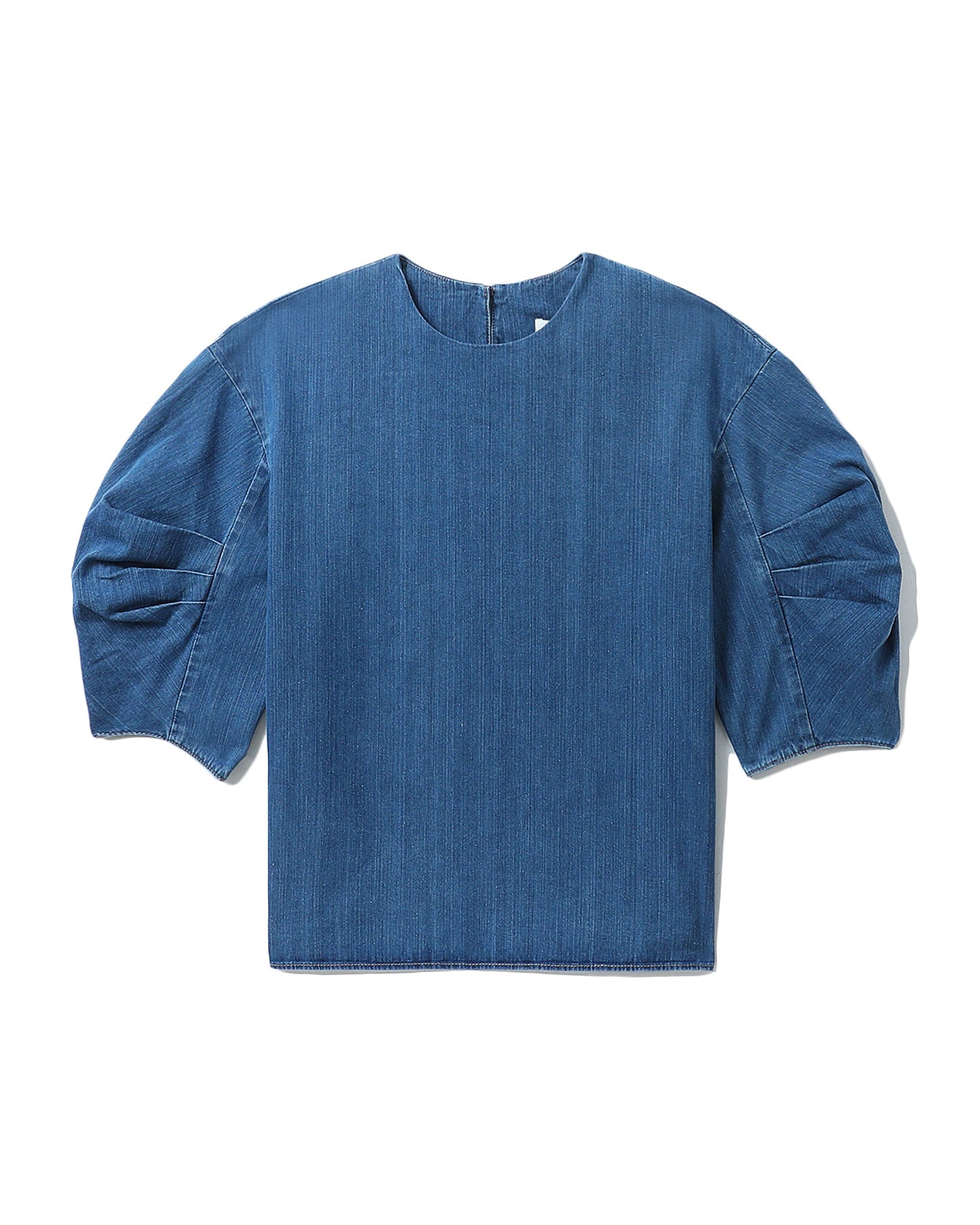 TIBI Summer denim pleat sleeve top