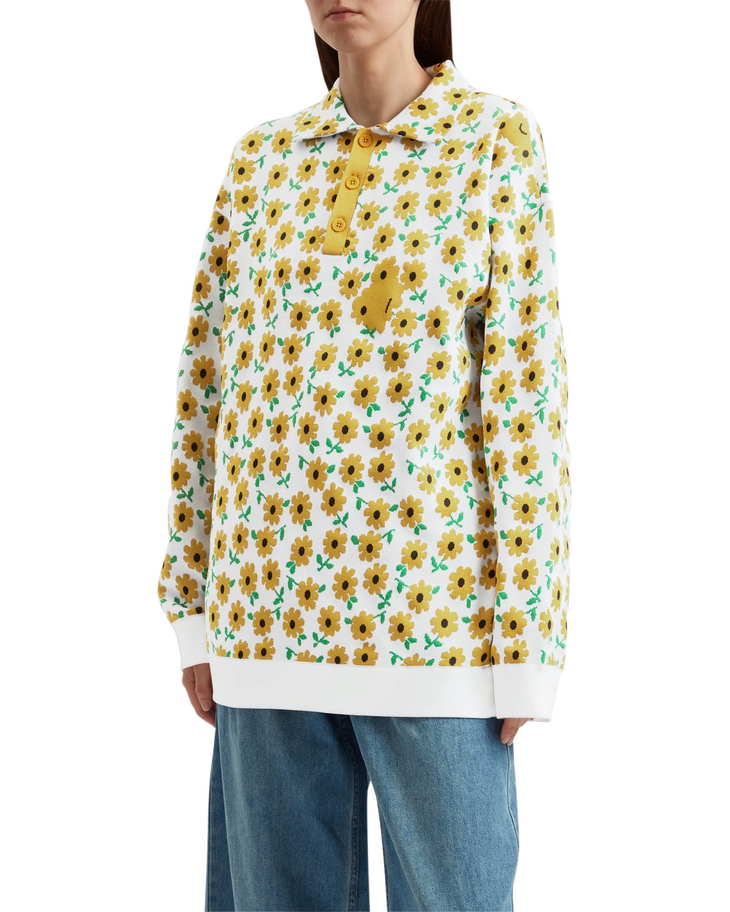 TIBI Flora jacquard oversized rugby sweater