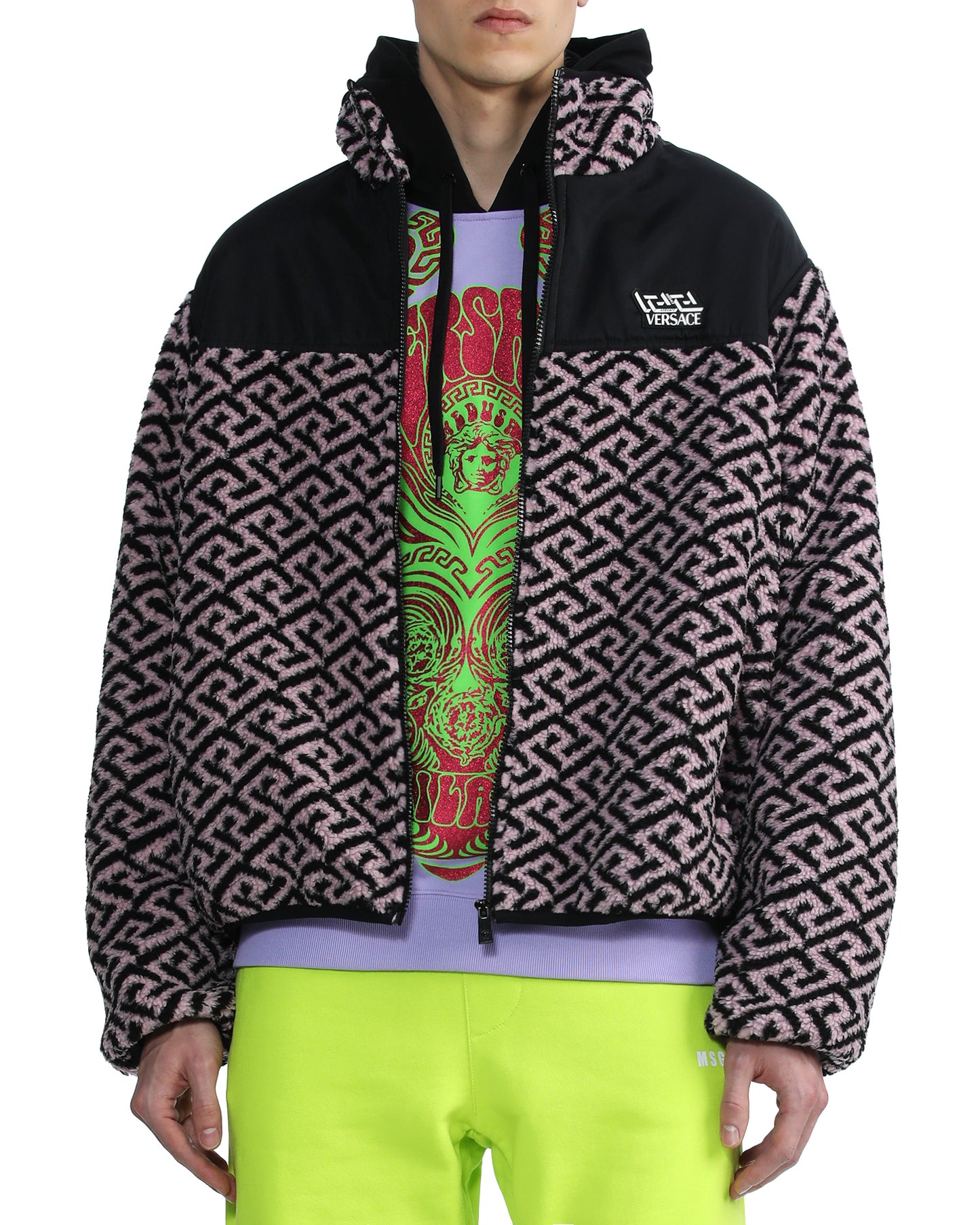 VERSACE Printed fleece jacket