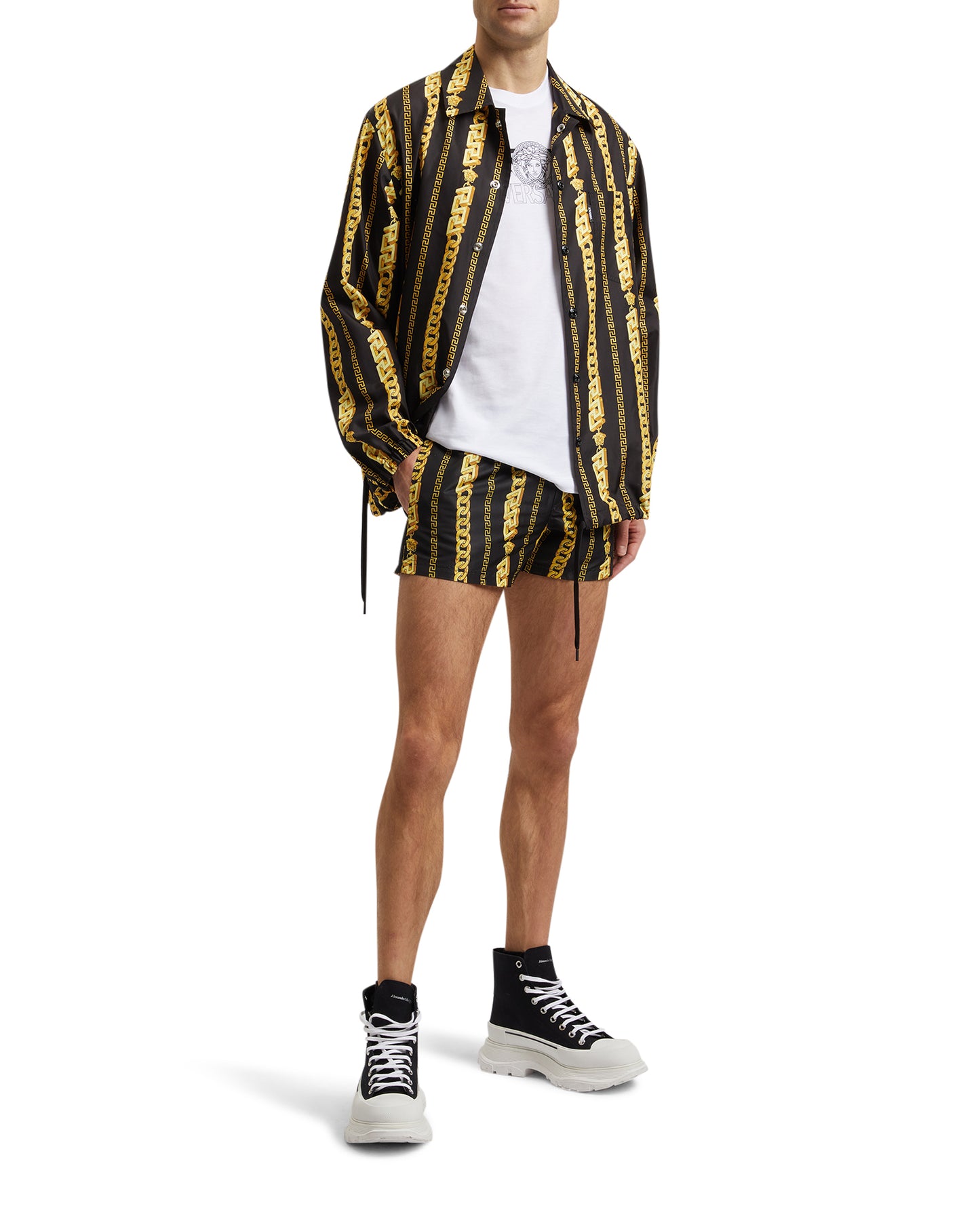 VERSACE Chain stripe swim shorts