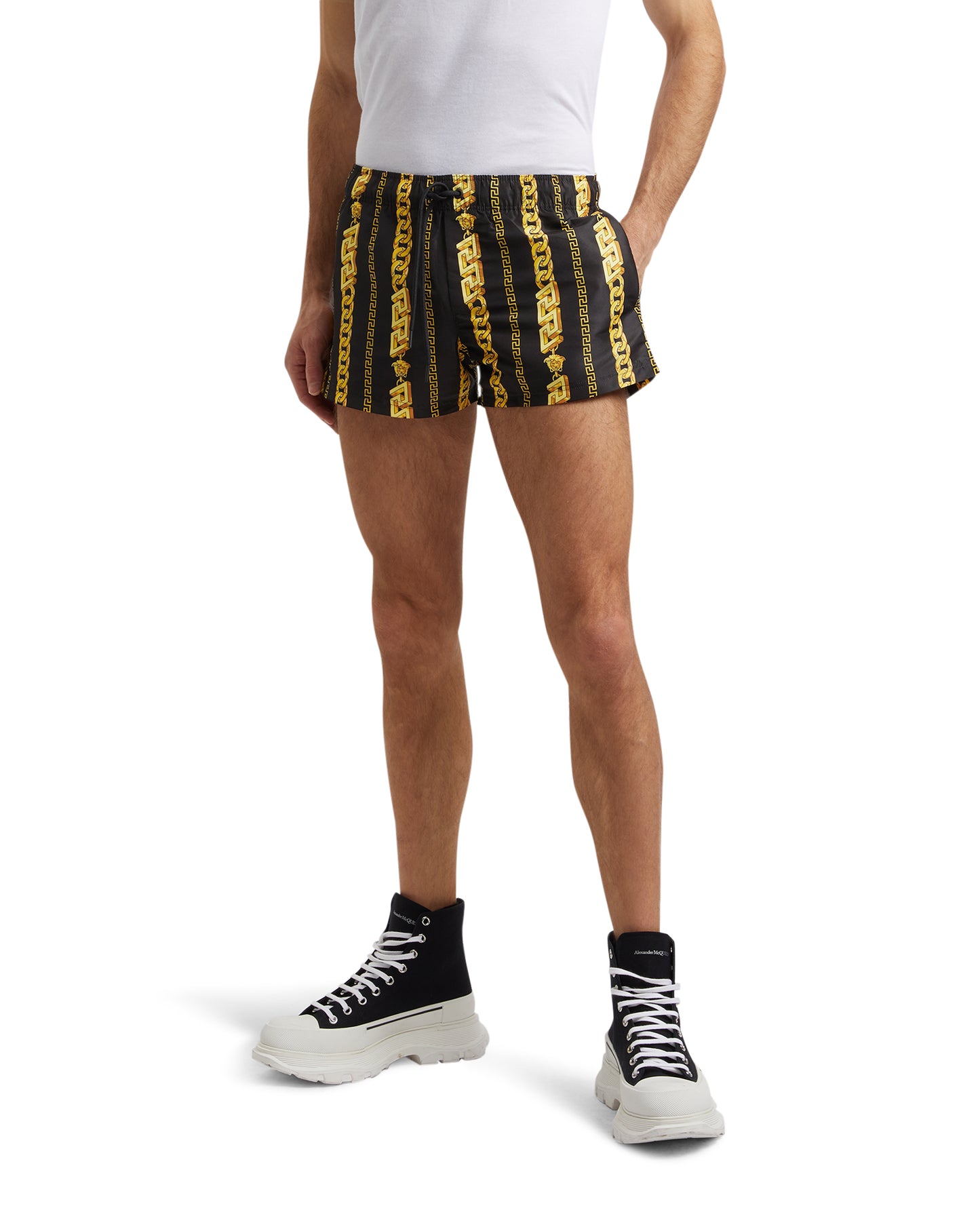 VERSACE Chain stripe swim shorts