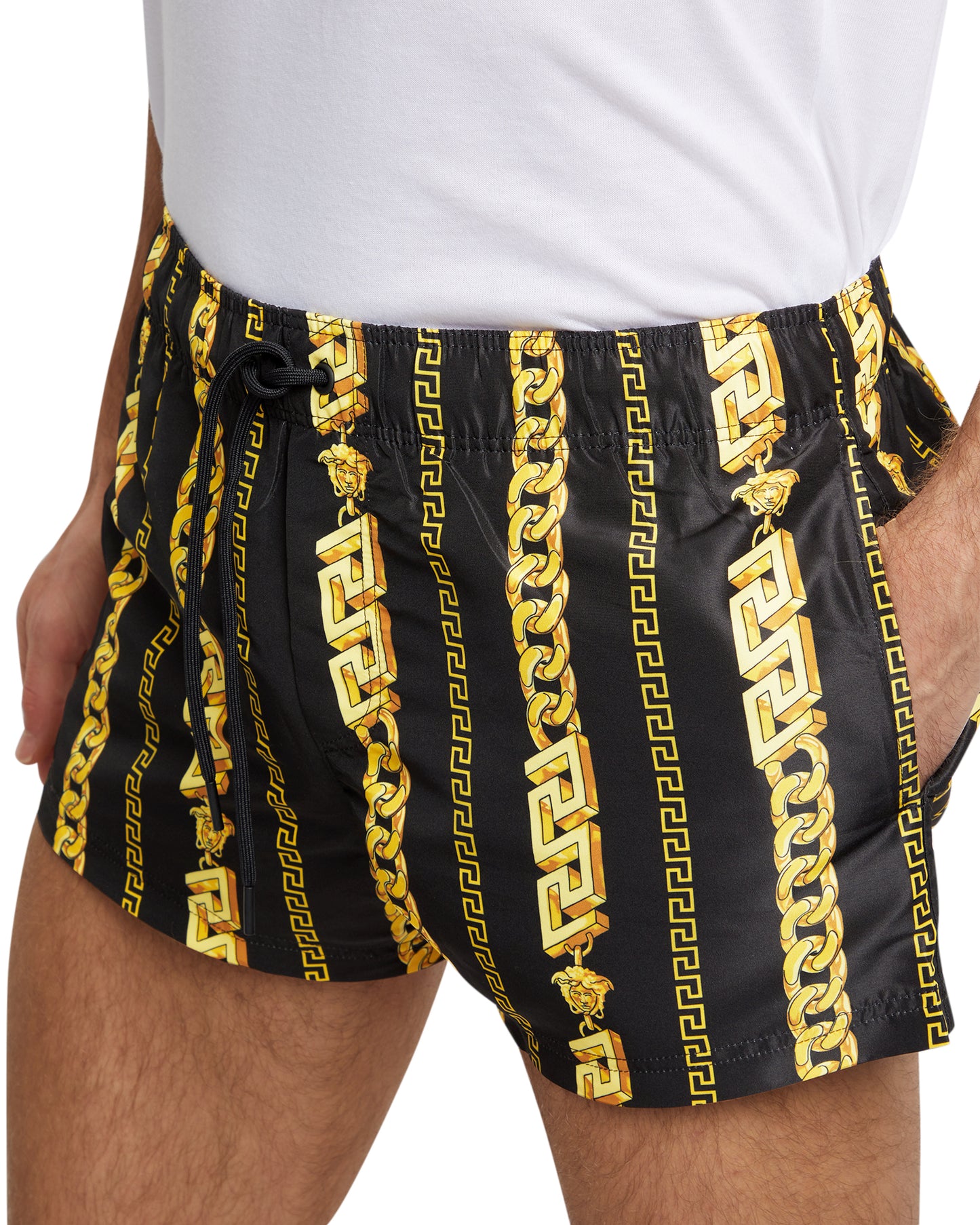 VERSACE Chain stripe swim shorts