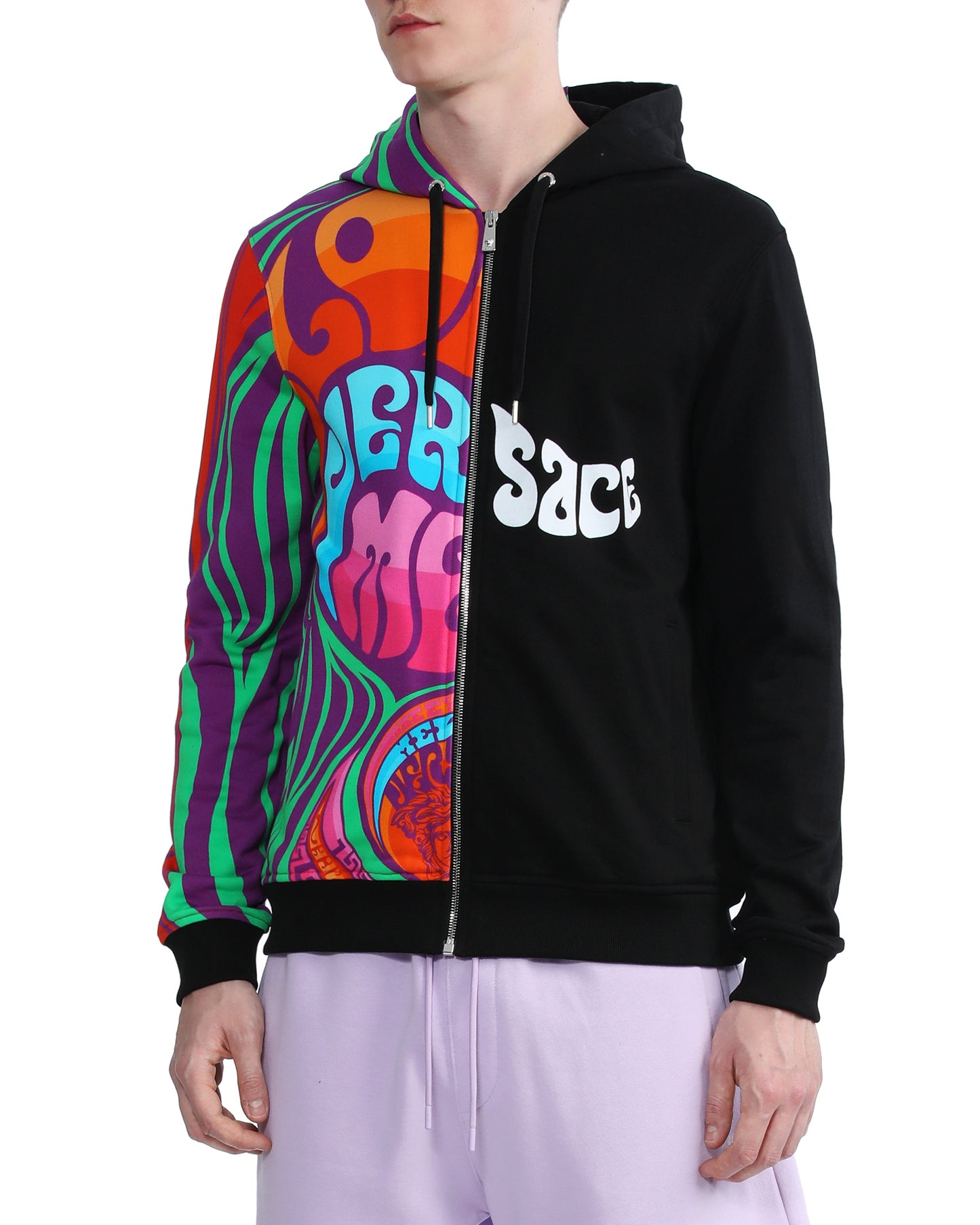 VERSACE Patched zip up hoodie