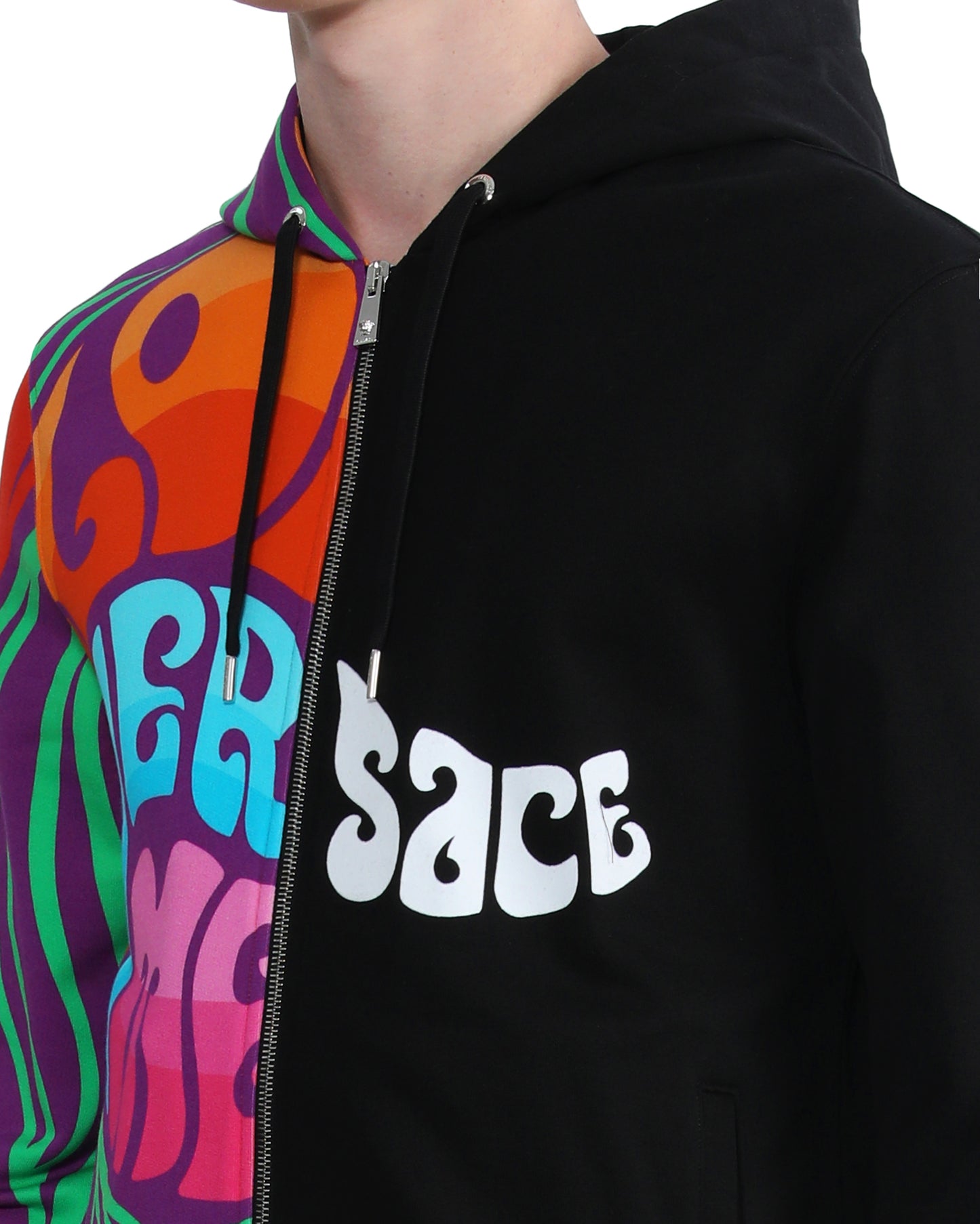 VERSACE Patched zip up hoodie