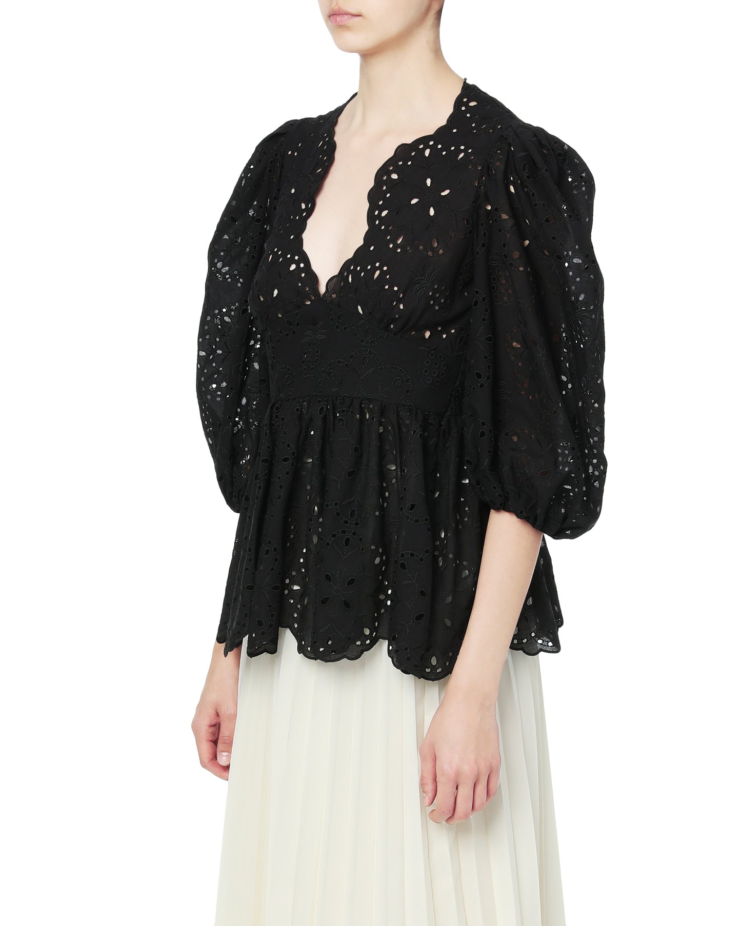 VIVETTA Broderie anglaise puff sleeve top