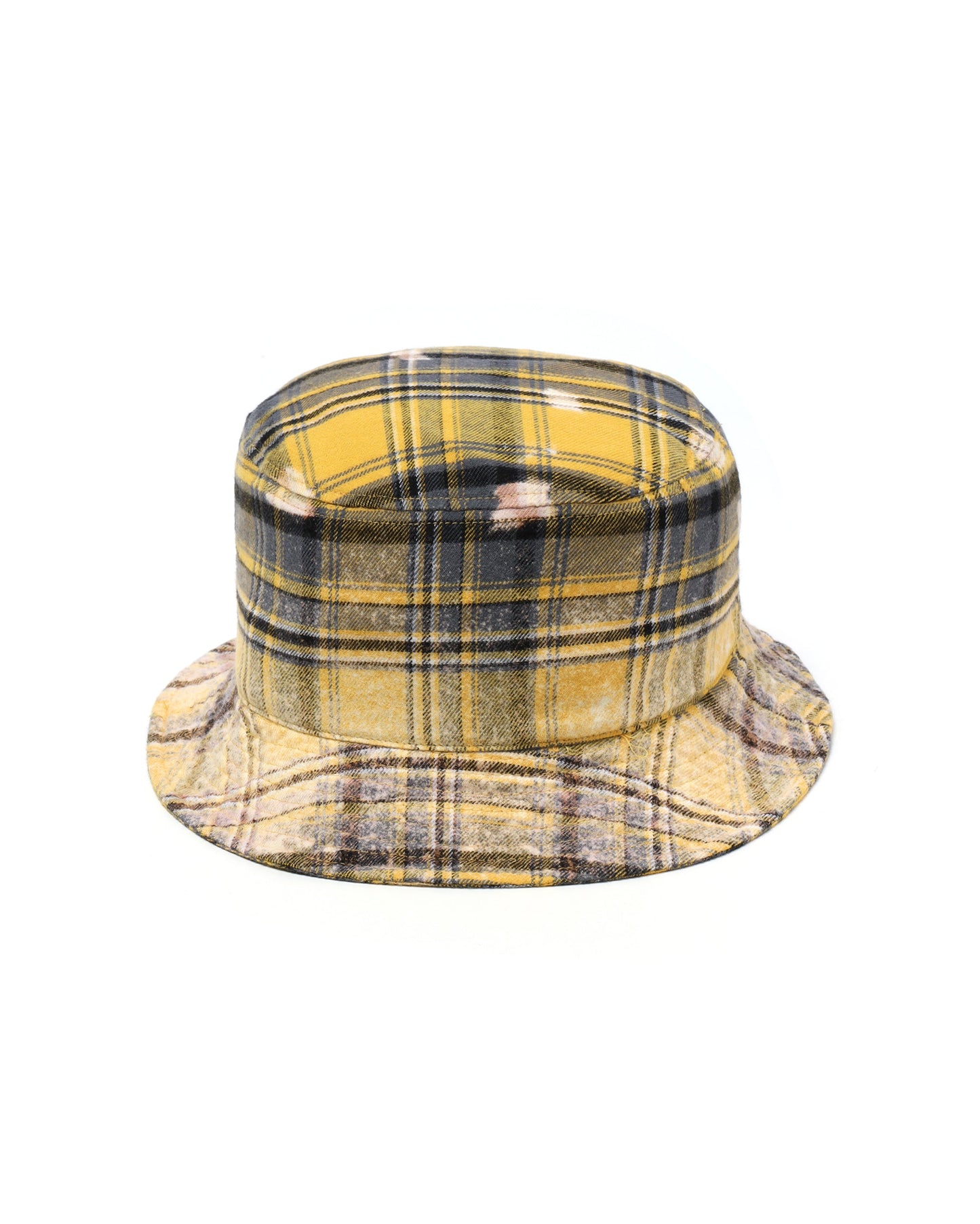 WE11DONE Bleach washed check bucket hat