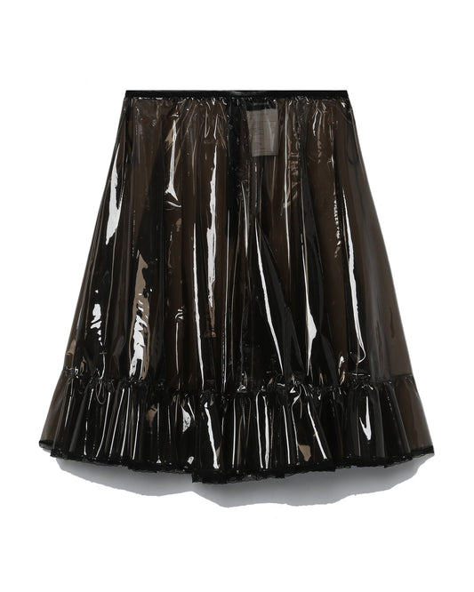 WE11DONE Lace detail flared PVC skirt