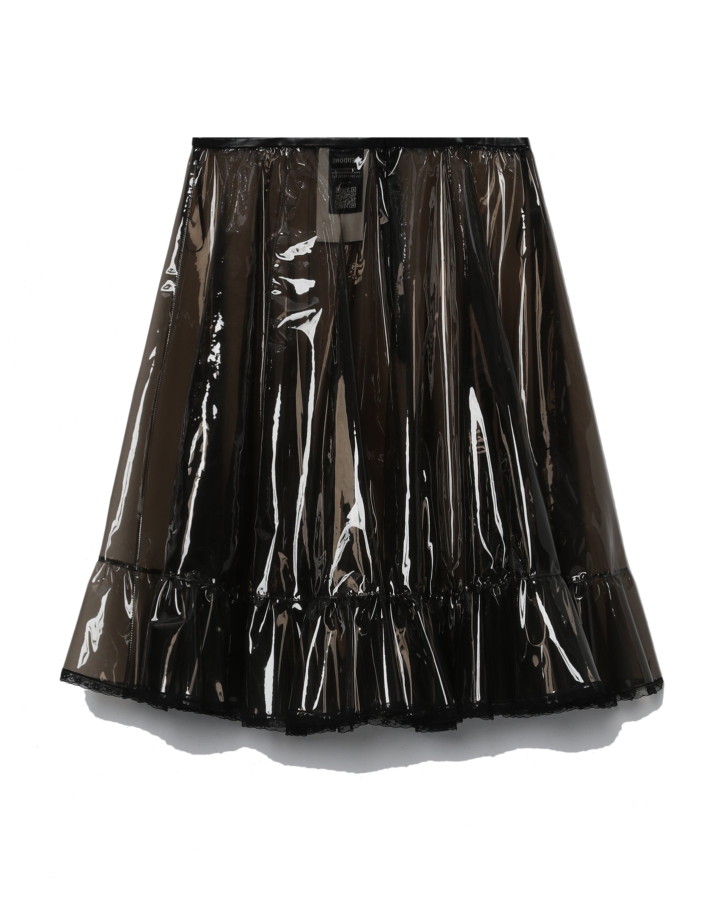 WE11DONE Lace detail flared PVC skirt