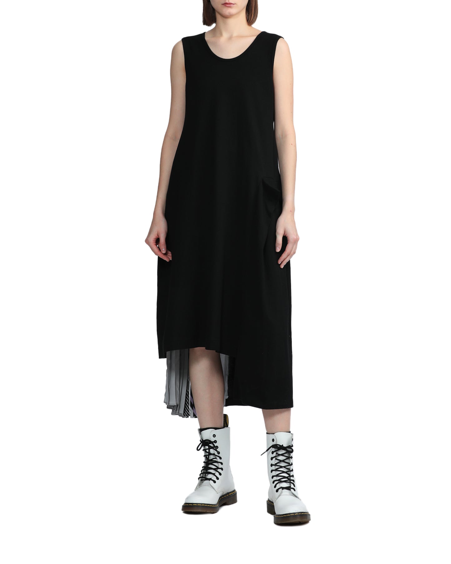 Y'S Pleated panel sleeveless dress