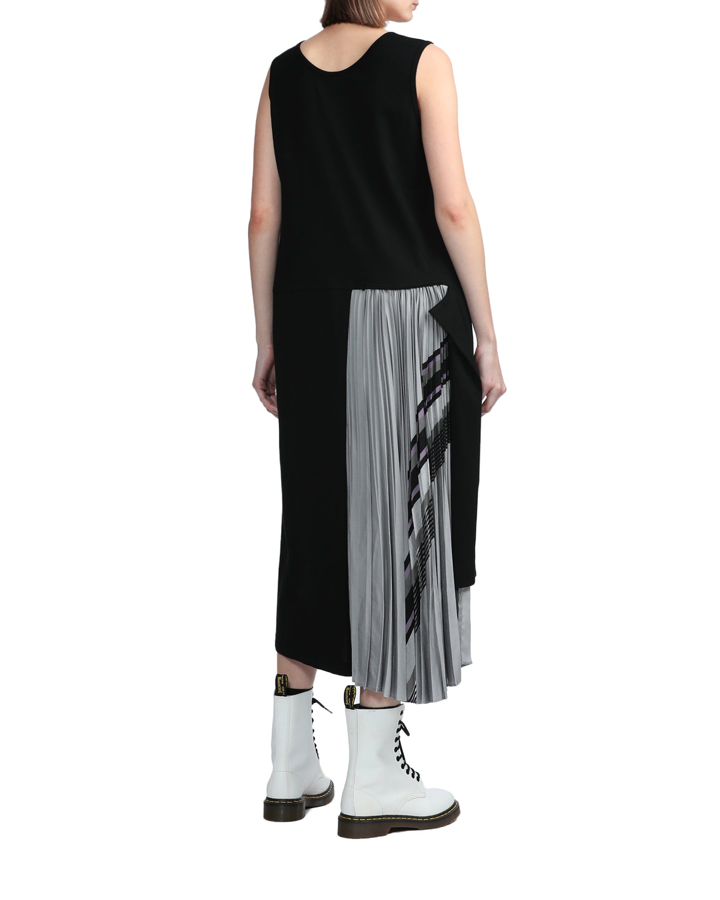 Y'S Pleated panel sleeveless dress