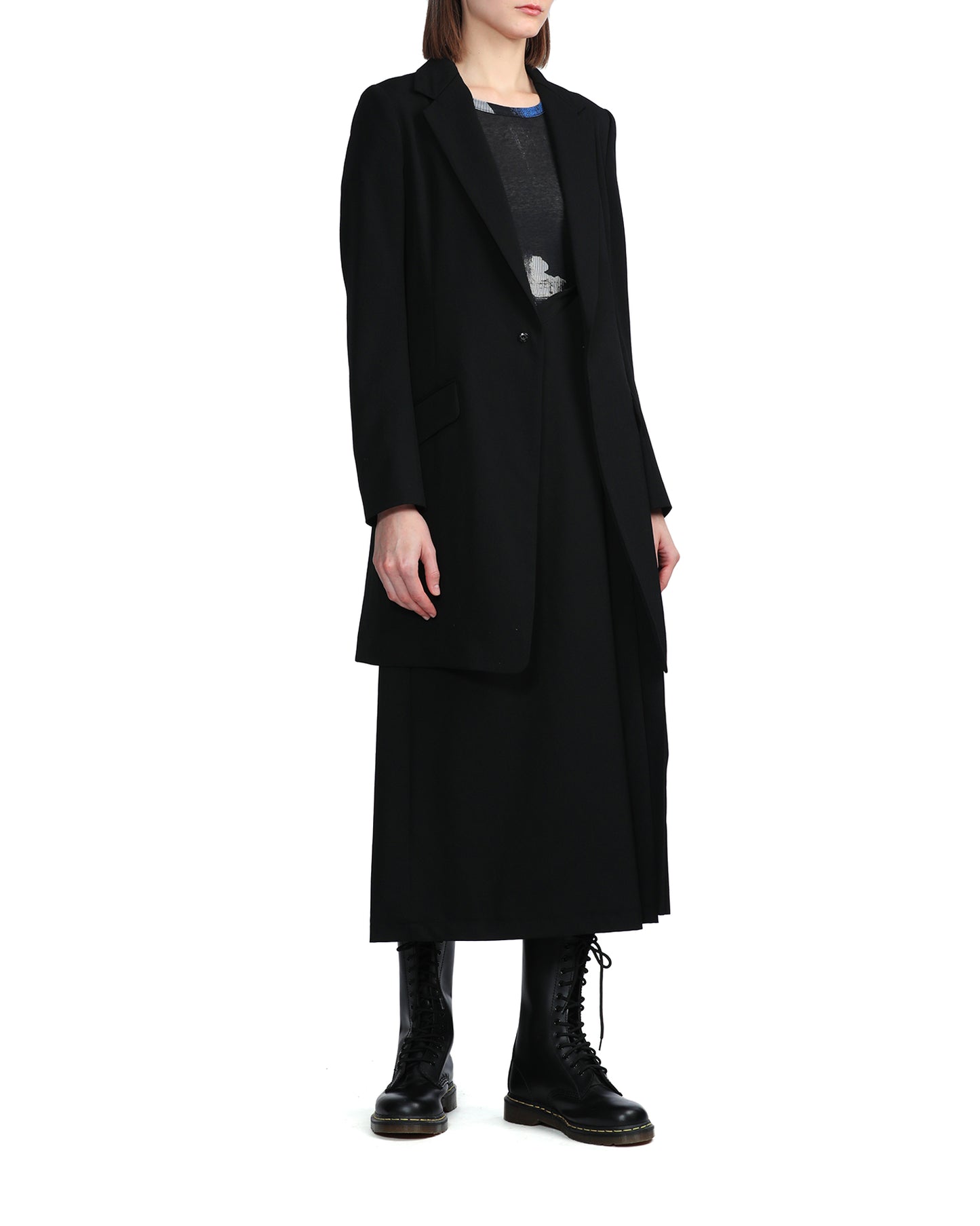 Y'S Notched lapel long jacket