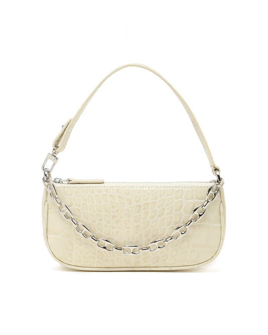 By Far Mini Rachel Croco Embossed leather shoulder bag