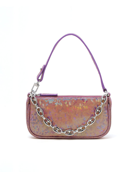 BY FAR Mini Rachel hologram shoulder bag