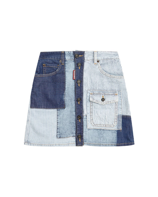 DSQUARED2 Mulit-patched denim skirt