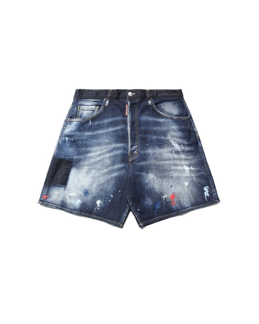 DSQUARED2 Paint splattered loose-fit denim shorts