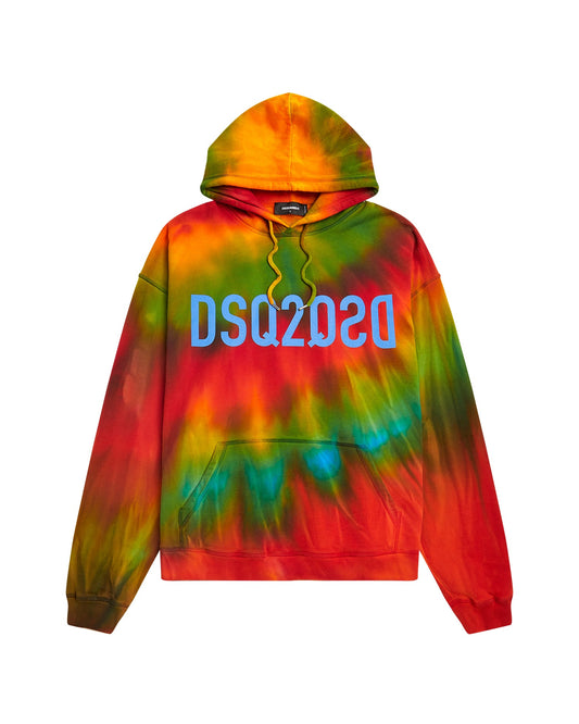 DSQUARED2 Mirrored logo tie-dye hoodie