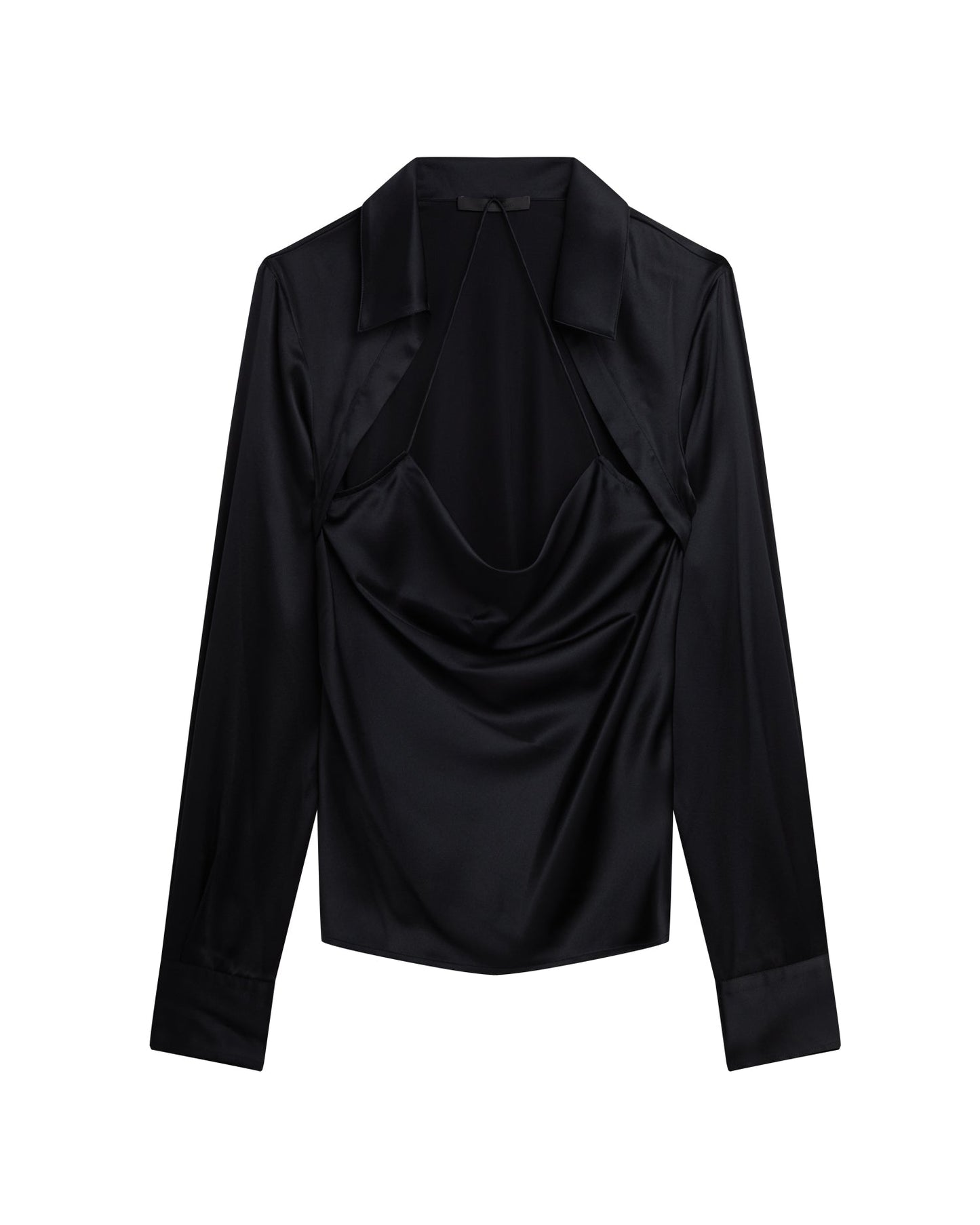 HELMUT LANG Silk satin shirt collars top