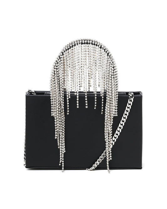 KARA Midi crystal fringe tote bag