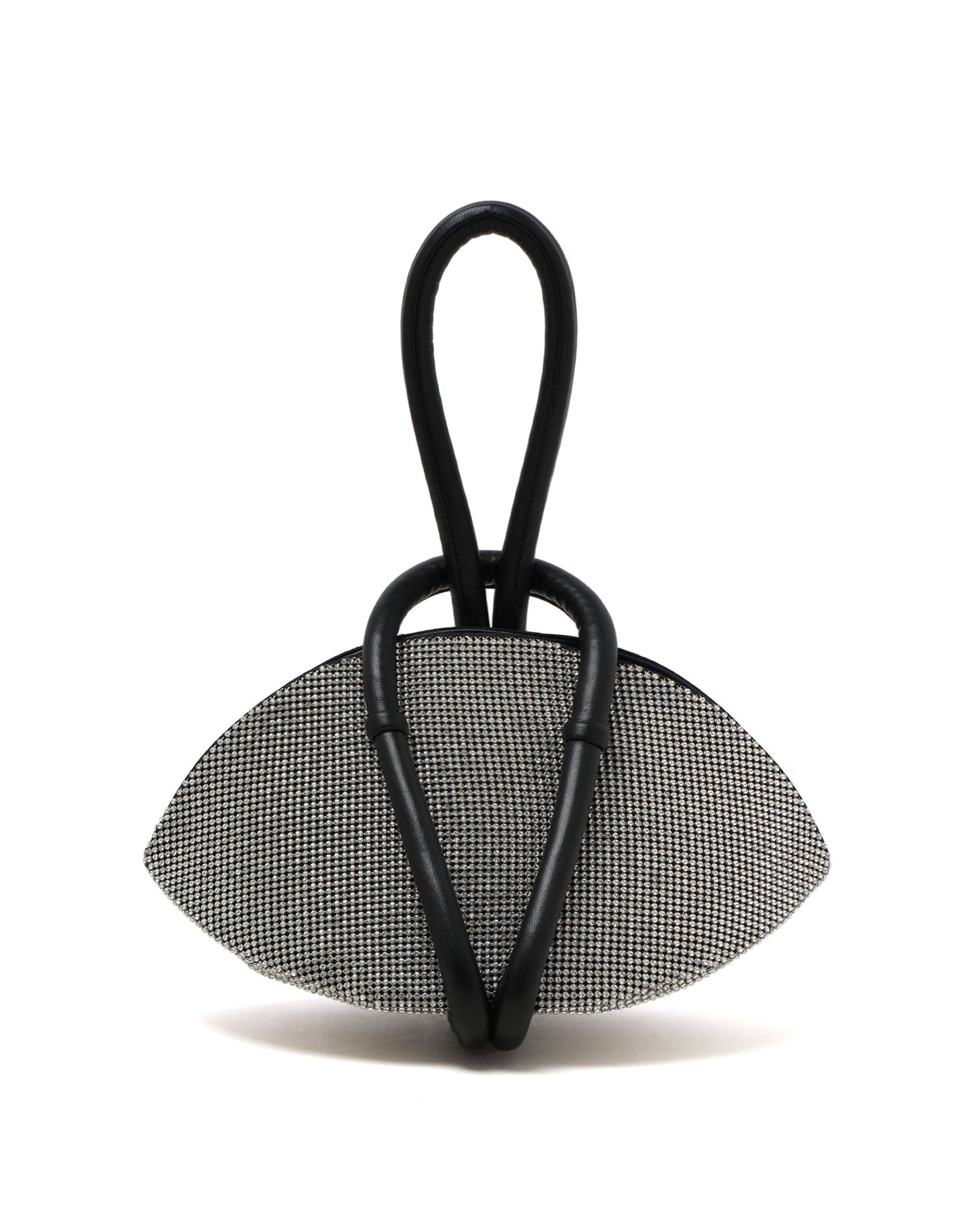 KARA crystal matellic mesh cocktail black bag