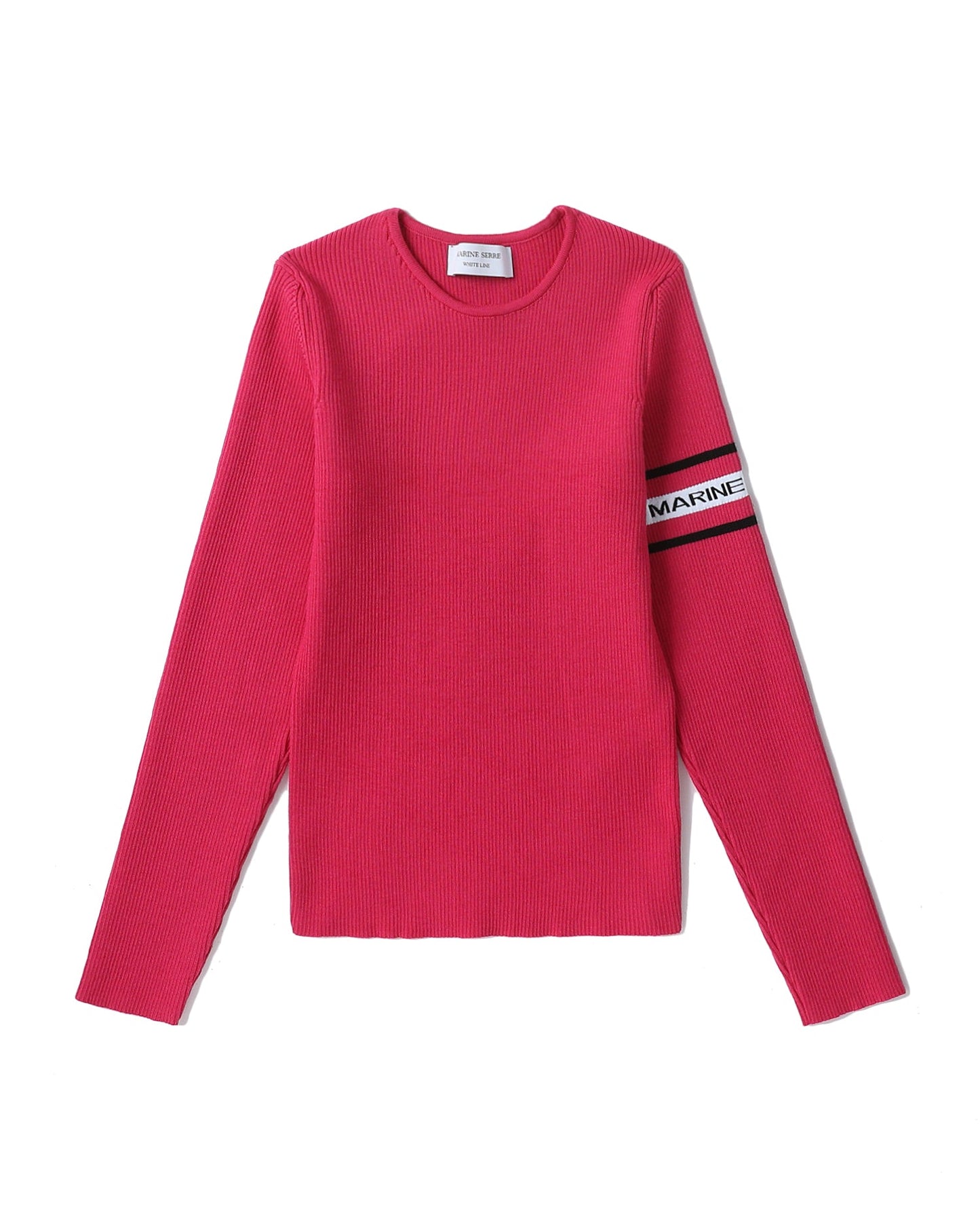 MARINE SERRE Fushia open back ribbed sweater