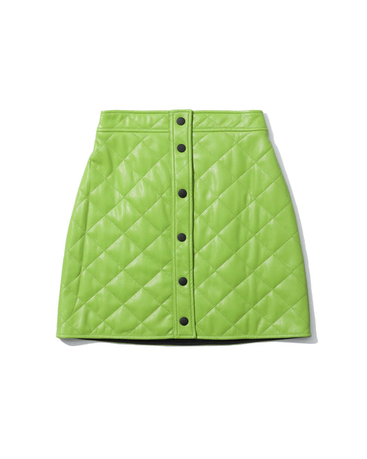 MSGM Quilted faux leather front button skirt