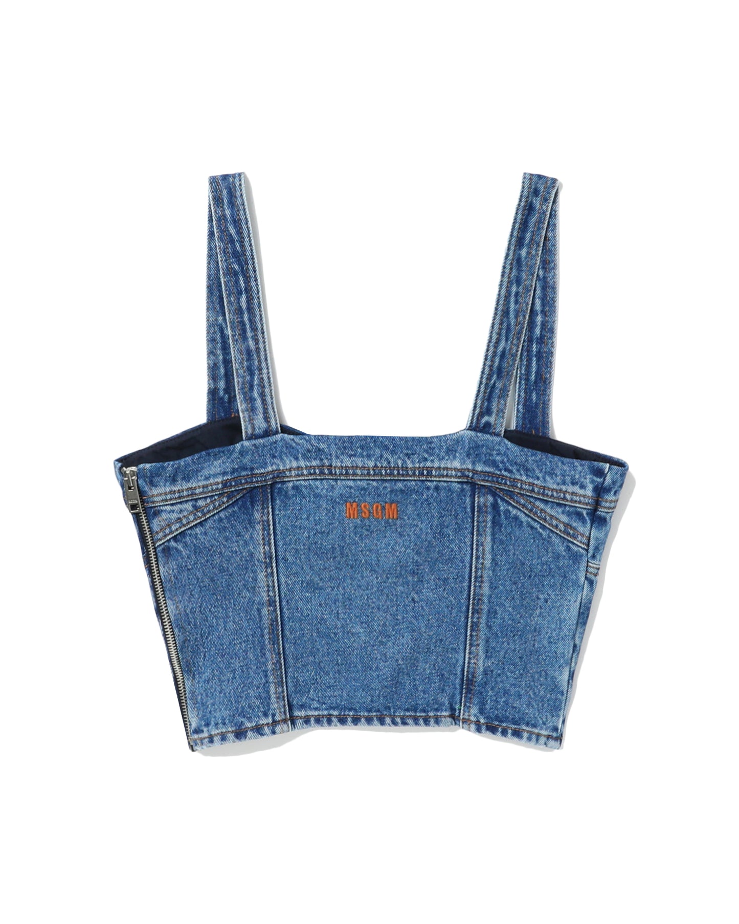 MSGM Embellished denim corset top