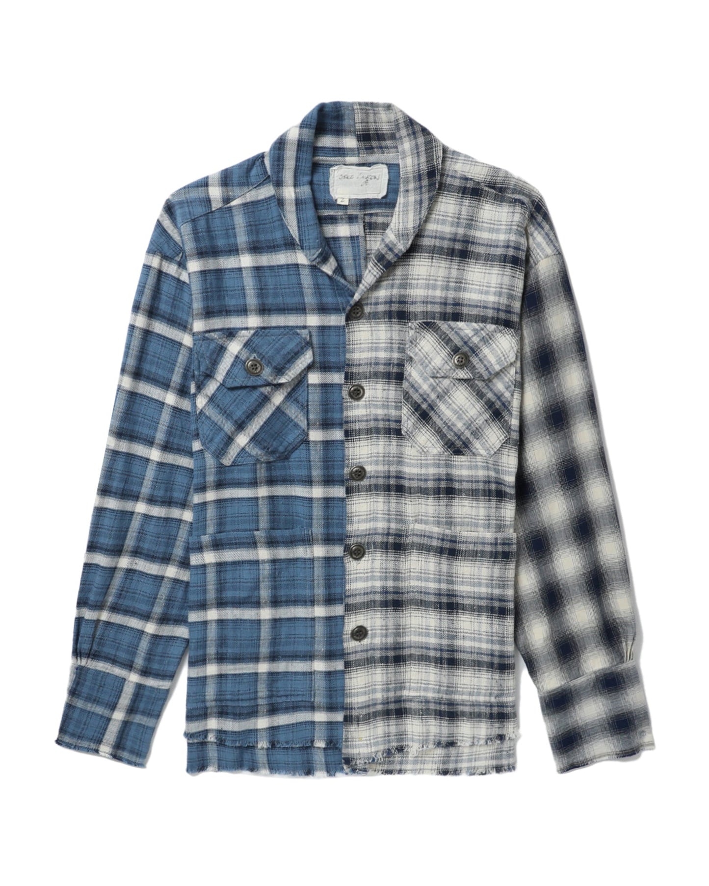 GREG LAUREN Mixed plaid boxy shirt