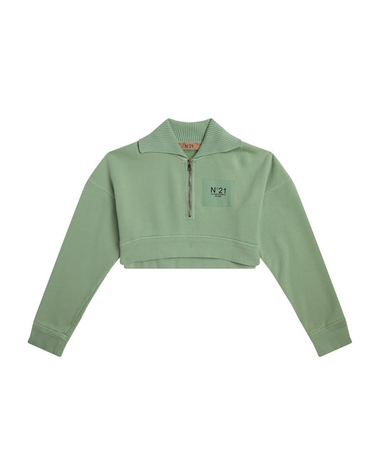 NO.21 Half-zip cropped sweatshirt