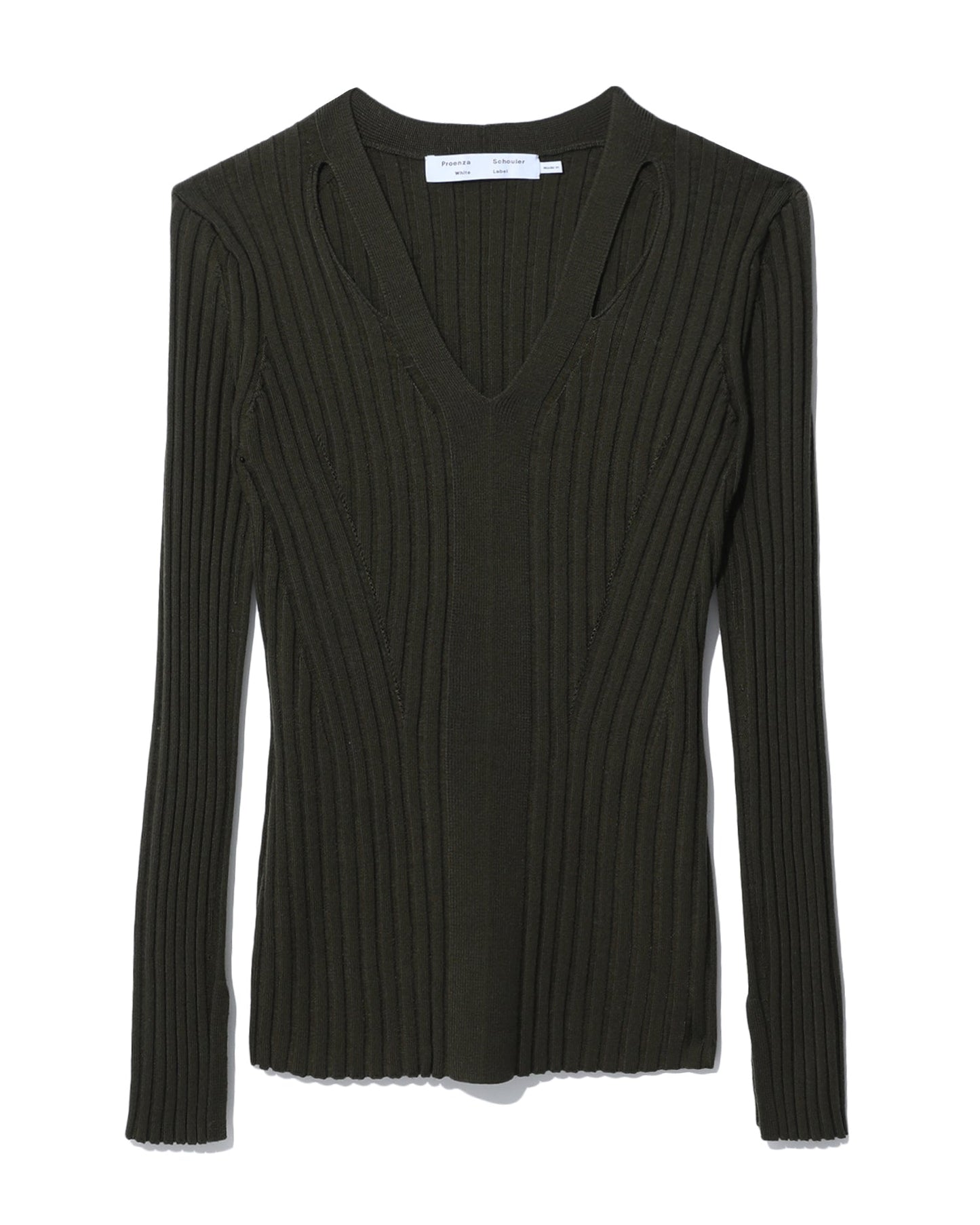 PROENZA SCHOULER Ribbed V-neck long sleeve top