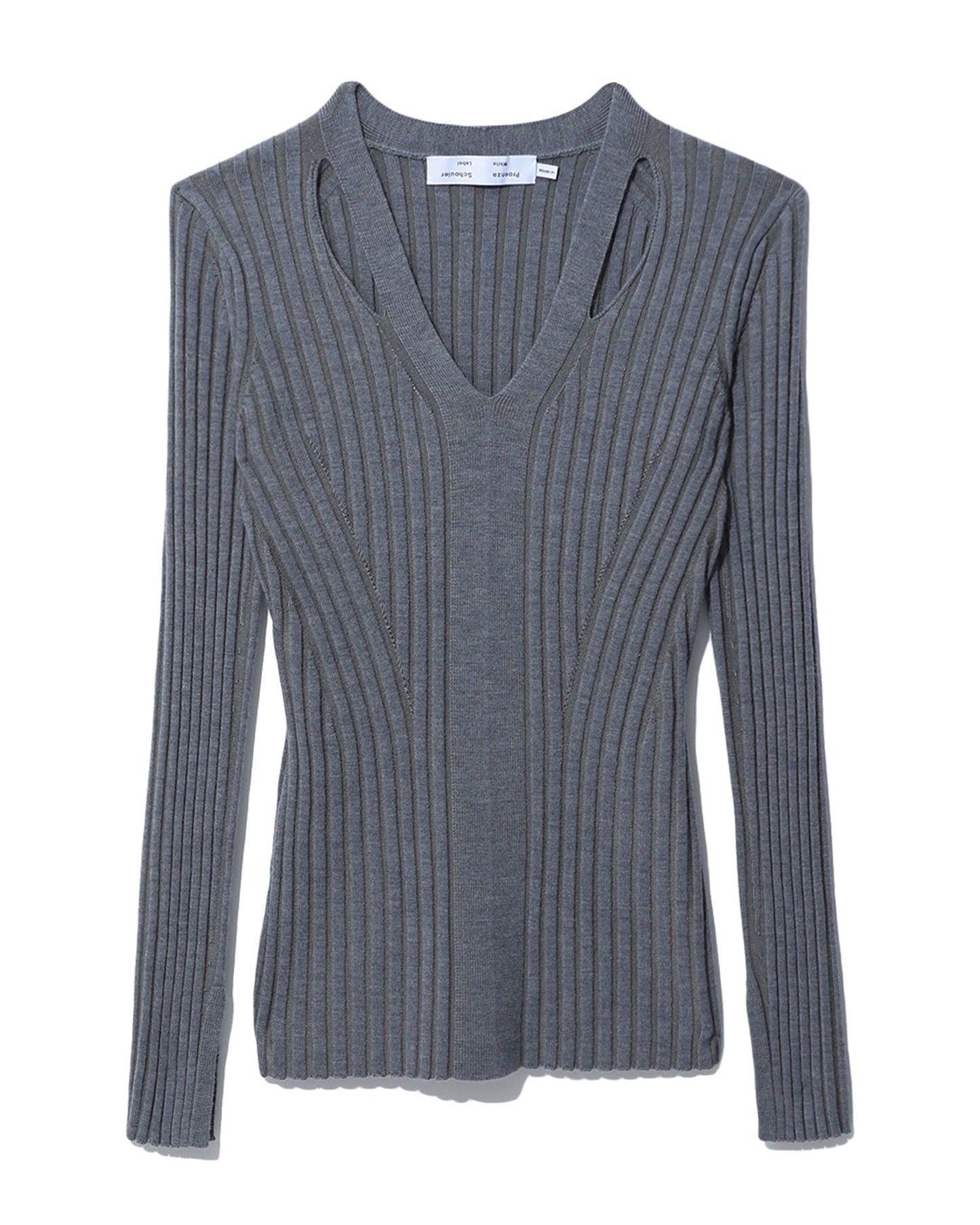 PROENZA SCHOULER Ribbed V-neck long sleeve top