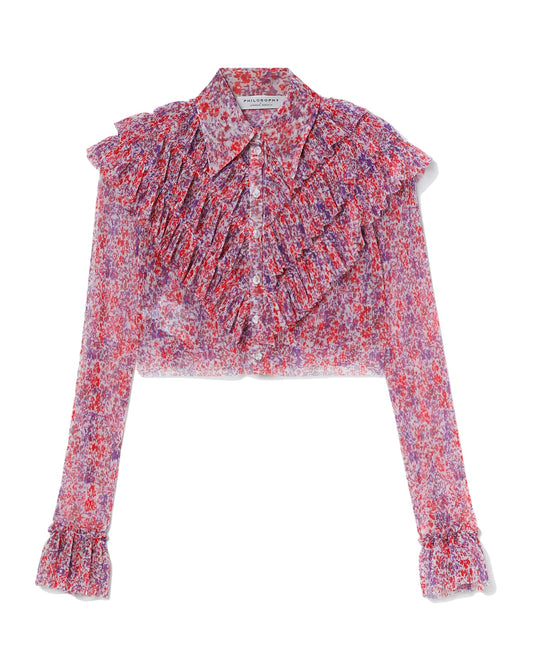 PHILOSOPHY DI LORENZO SERAFINI Cropped floral tulle shirt