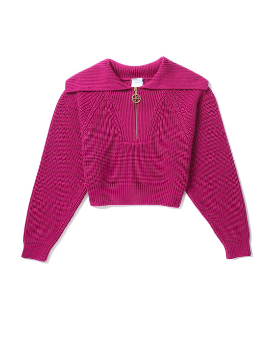 PATOU Half zip sailor collar jumper