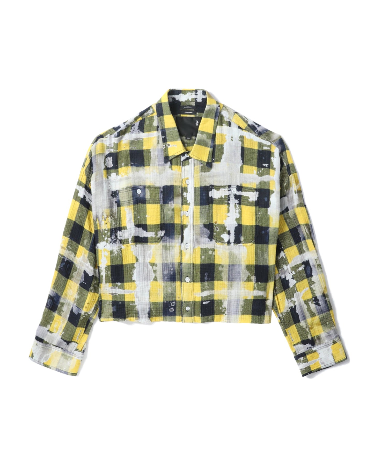 R13 Painted checkers cropped shirt