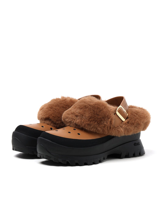 STELLA MCCARTNEY Faux fur trimmed slingbacks crocs