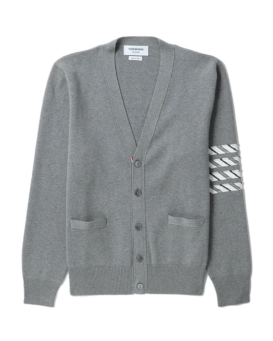 THOM BROWNE Cotton jacquard back cardigan