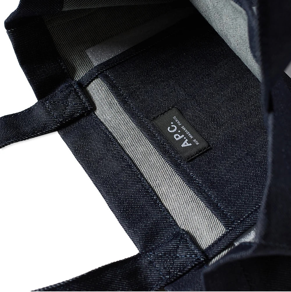 A.P.C. LAURE 2.0 logo denim tote bag